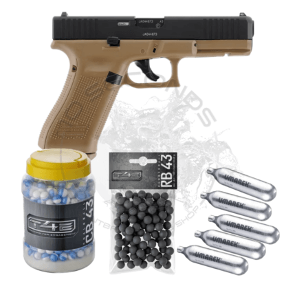 Set: Glock 17 Gen5 T4E Cal.43 - Farbe: Coyote (French Edition)